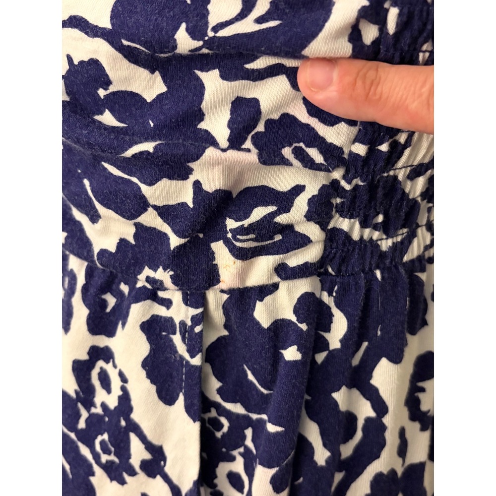 Gap Navy Blue White Floral Strapless Smocked Mini Dress Pockets Medium - Picture 3 of 4